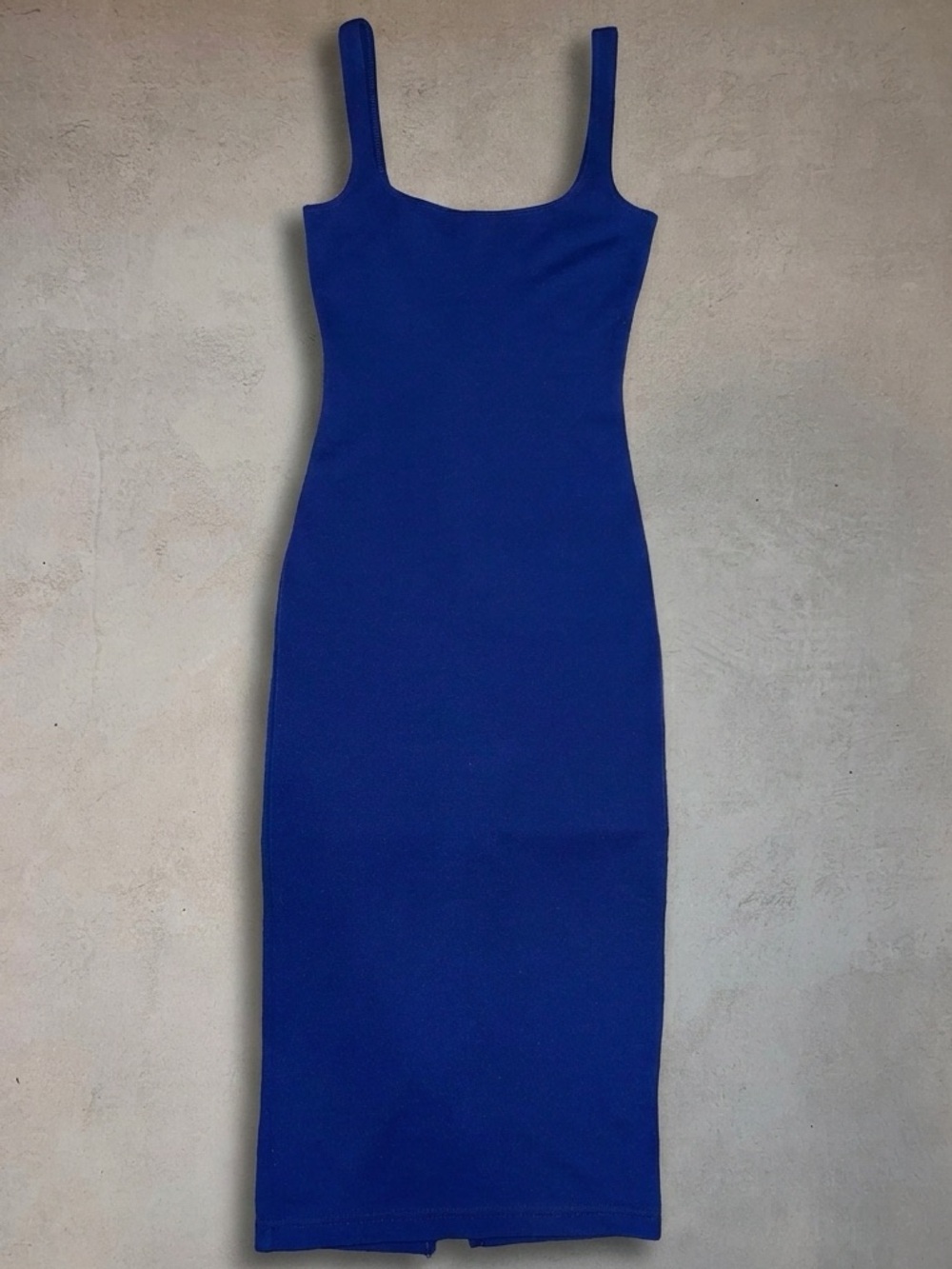 American Apparel S Royal Blue Square Neck Bodycon Midi Dress Ponte